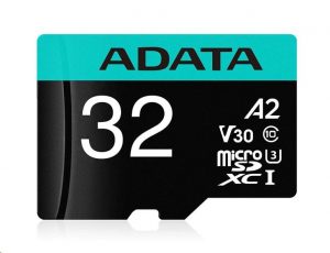 ADATA MicroSDHC karta 32GB Premier Pro UHS-I V30S (R:100MB) + SD adaptér A-Data